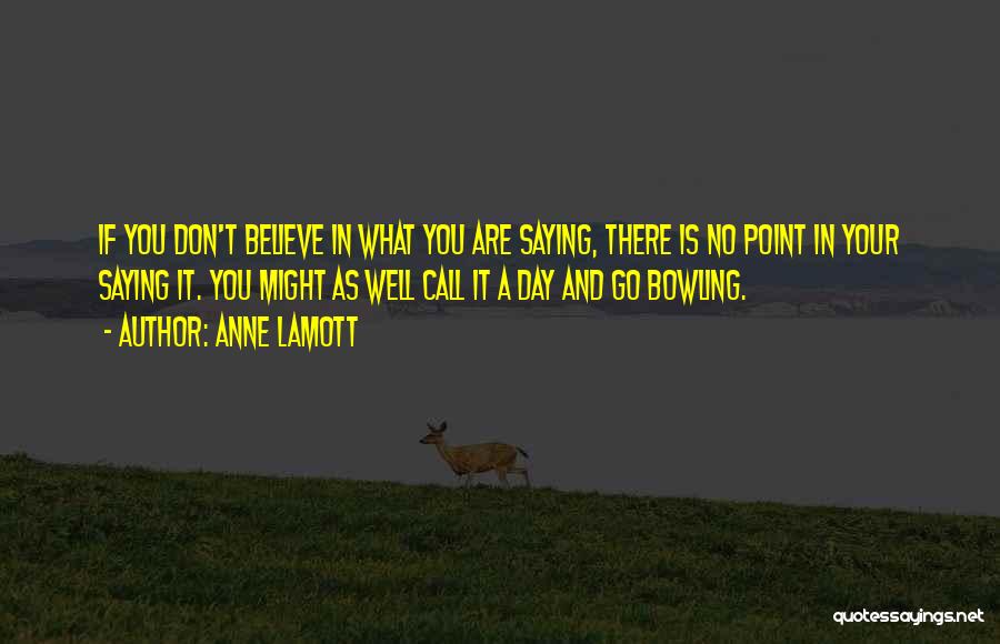 Anne Lamott Quotes: If You Don't Believe In What You Are Saying, There Is No Point In Your Saying It. You Might As