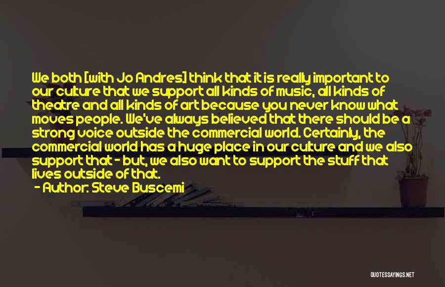 Steve Buscemi Quotes: We Both [with Jo Andres] Think That It Is Really Important To Our Culture That We Support All Kinds Of