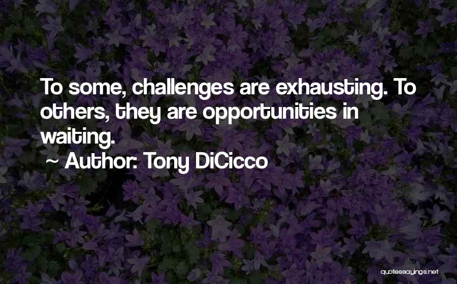 Tony DiCicco Quotes: To Some, Challenges Are Exhausting. To Others, They Are Opportunities In Waiting.