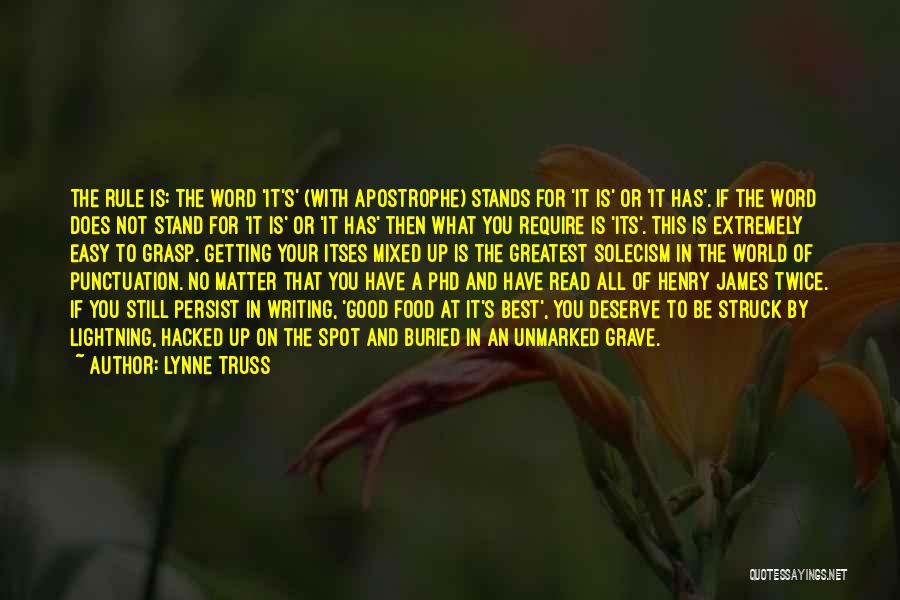 Lynne Truss Quotes: The Rule Is: The Word 'it's' (with Apostrophe) Stands For 'it Is' Or 'it Has'. If The Word Does Not