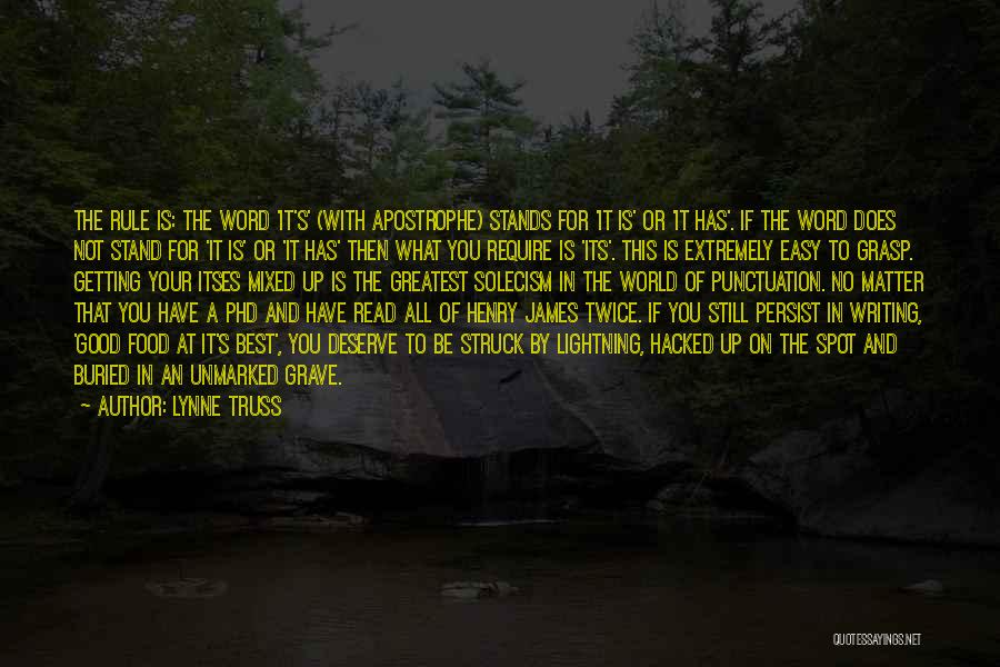 Lynne Truss Quotes: The Rule Is: The Word 'it's' (with Apostrophe) Stands For 'it Is' Or 'it Has'. If The Word Does Not