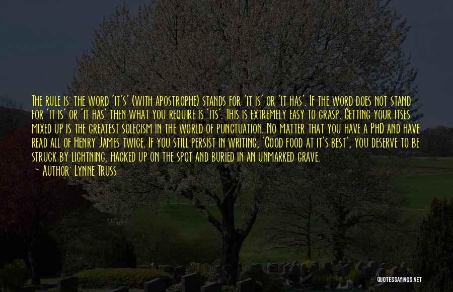 Lynne Truss Quotes: The Rule Is: The Word 'it's' (with Apostrophe) Stands For 'it Is' Or 'it Has'. If The Word Does Not