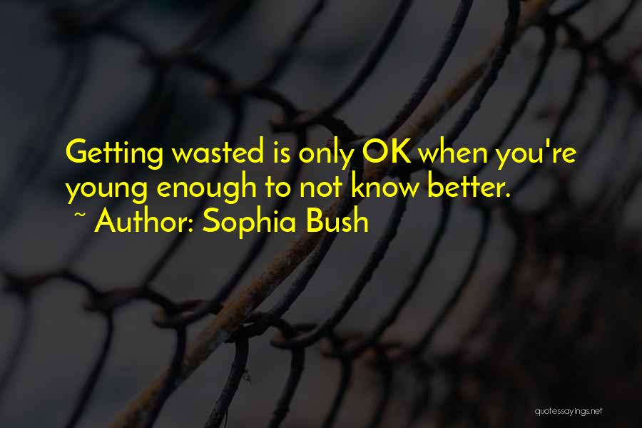 Sophia Bush Quotes: Getting Wasted Is Only Ok When You're Young Enough To Not Know Better.