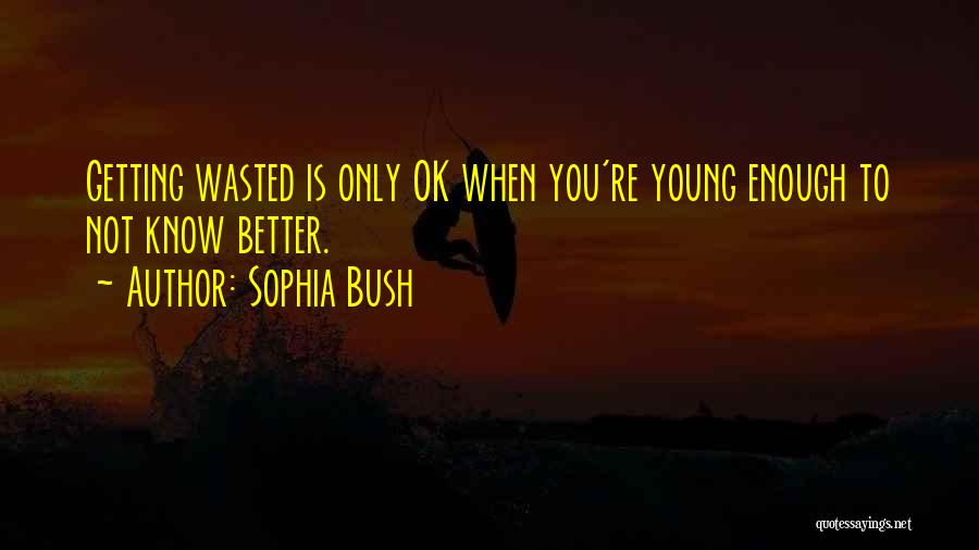 Sophia Bush Quotes: Getting Wasted Is Only Ok When You're Young Enough To Not Know Better.