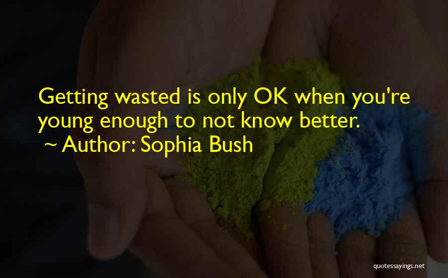 Sophia Bush Quotes: Getting Wasted Is Only Ok When You're Young Enough To Not Know Better.