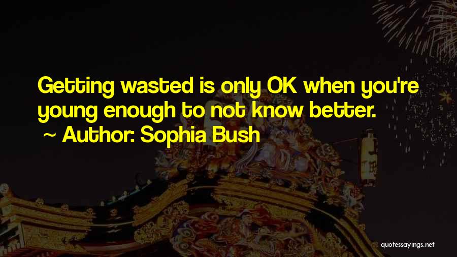 Sophia Bush Quotes: Getting Wasted Is Only Ok When You're Young Enough To Not Know Better.