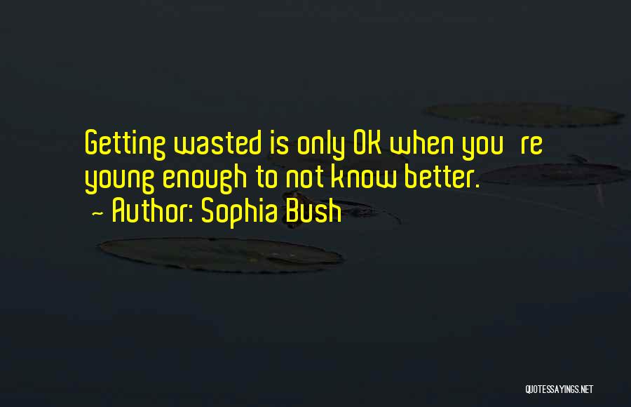 Sophia Bush Quotes: Getting Wasted Is Only Ok When You're Young Enough To Not Know Better.