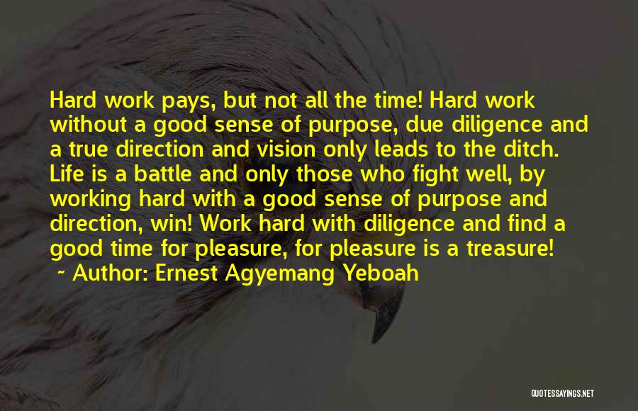 Ernest Agyemang Yeboah Quotes: Hard Work Pays, But Not All The Time! Hard Work Without A Good Sense Of Purpose, Due Diligence And A