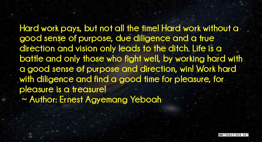 Ernest Agyemang Yeboah Quotes: Hard Work Pays, But Not All The Time! Hard Work Without A Good Sense Of Purpose, Due Diligence And A