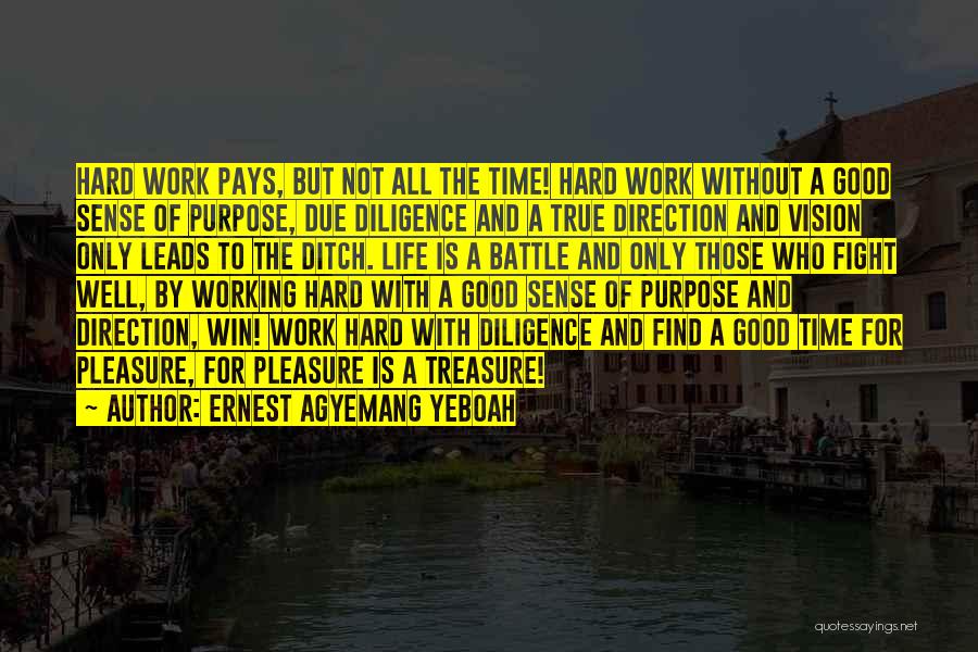 Ernest Agyemang Yeboah Quotes: Hard Work Pays, But Not All The Time! Hard Work Without A Good Sense Of Purpose, Due Diligence And A