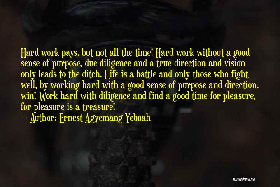 Ernest Agyemang Yeboah Quotes: Hard Work Pays, But Not All The Time! Hard Work Without A Good Sense Of Purpose, Due Diligence And A