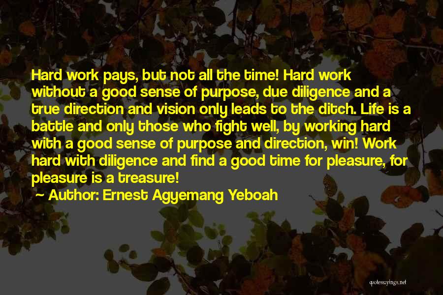 Ernest Agyemang Yeboah Quotes: Hard Work Pays, But Not All The Time! Hard Work Without A Good Sense Of Purpose, Due Diligence And A