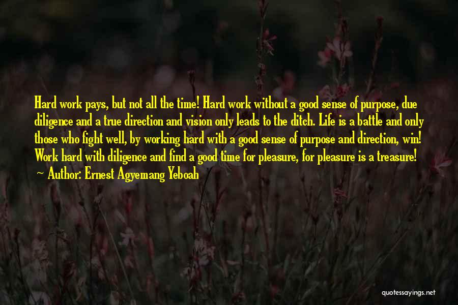 Ernest Agyemang Yeboah Quotes: Hard Work Pays, But Not All The Time! Hard Work Without A Good Sense Of Purpose, Due Diligence And A