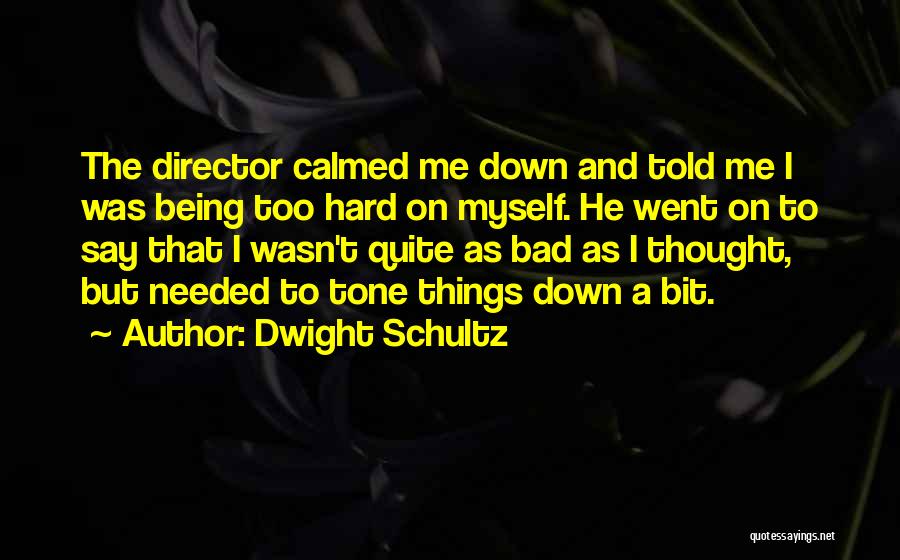 Dwight Schultz Quotes: The Director Calmed Me Down And Told Me I Was Being Too Hard On Myself. He Went On To Say