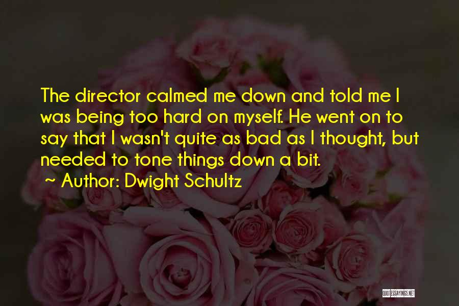 Dwight Schultz Quotes: The Director Calmed Me Down And Told Me I Was Being Too Hard On Myself. He Went On To Say