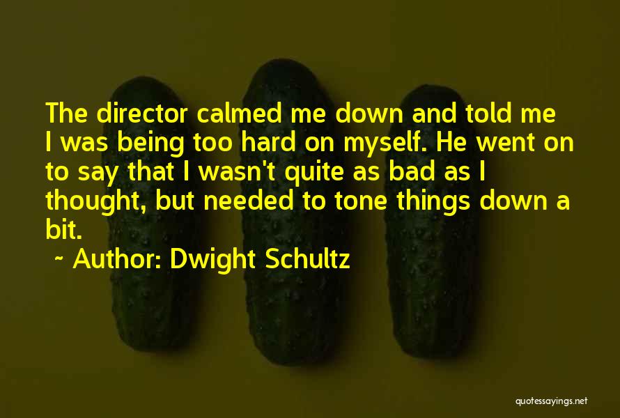 Dwight Schultz Quotes: The Director Calmed Me Down And Told Me I Was Being Too Hard On Myself. He Went On To Say