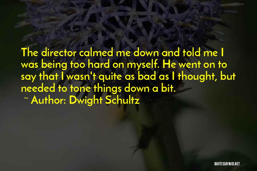 Dwight Schultz Quotes: The Director Calmed Me Down And Told Me I Was Being Too Hard On Myself. He Went On To Say