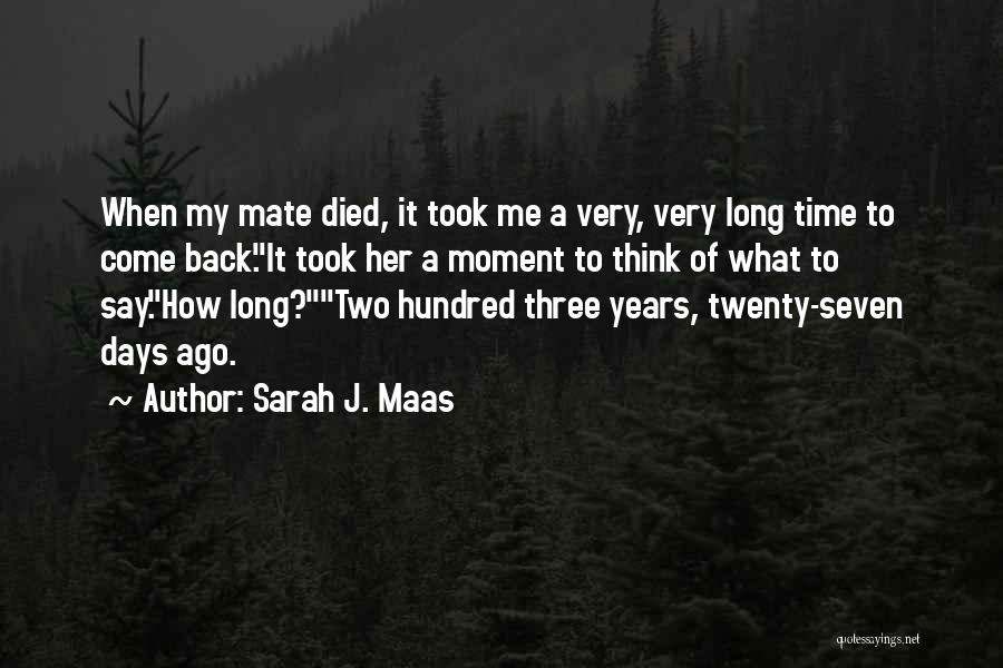 Sarah J. Maas Quotes: When My Mate Died, It Took Me A Very, Very Long Time To Come Back.it Took Her A Moment To