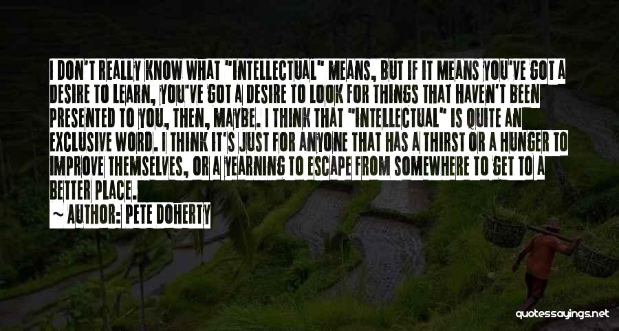 Pete Doherty Quotes: I Don't Really Know What Intellectual Means, But If It Means You've Got A Desire To Learn, You've Got A