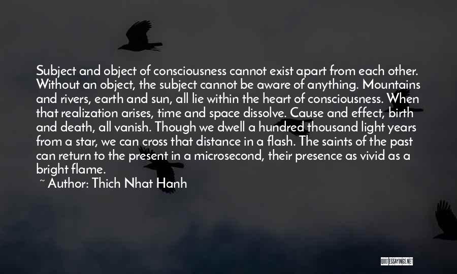 Thich Nhat Hanh Quotes: Subject And Object Of Consciousness Cannot Exist Apart From Each Other. Without An Object, The Subject Cannot Be Aware Of