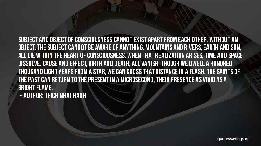 Thich Nhat Hanh Quotes: Subject And Object Of Consciousness Cannot Exist Apart From Each Other. Without An Object, The Subject Cannot Be Aware Of