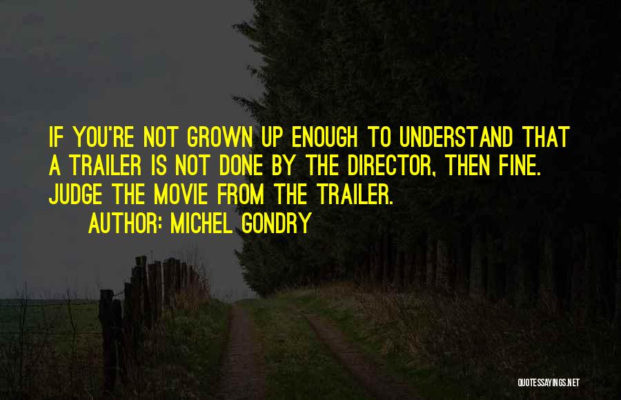 Michel Gondry Quotes: If You're Not Grown Up Enough To Understand That A Trailer Is Not Done By The Director, Then Fine. Judge