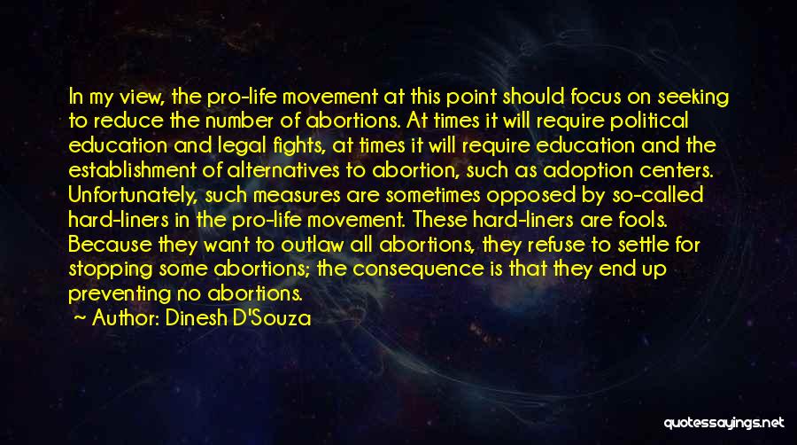 Dinesh D'Souza Quotes: In My View, The Pro-life Movement At This Point Should Focus On Seeking To Reduce The Number Of Abortions. At