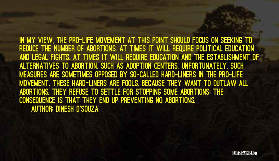 Dinesh D'Souza Quotes: In My View, The Pro-life Movement At This Point Should Focus On Seeking To Reduce The Number Of Abortions. At