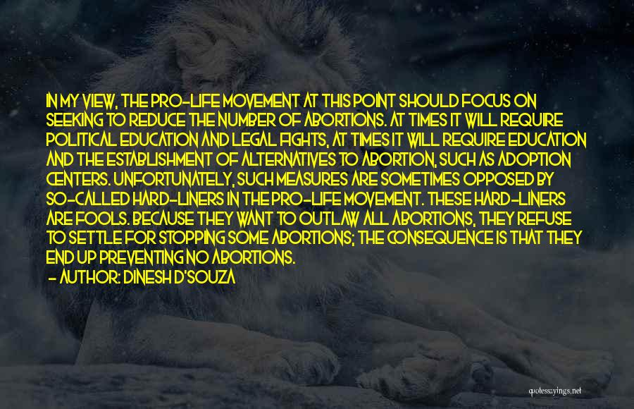 Dinesh D'Souza Quotes: In My View, The Pro-life Movement At This Point Should Focus On Seeking To Reduce The Number Of Abortions. At
