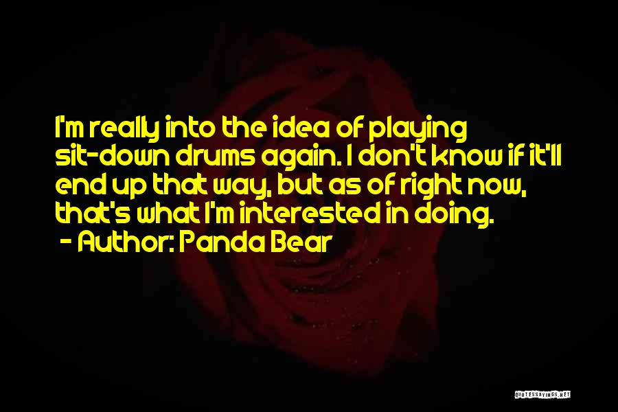 Panda Bear Quotes: I'm Really Into The Idea Of Playing Sit-down Drums Again. I Don't Know If It'll End Up That Way, But