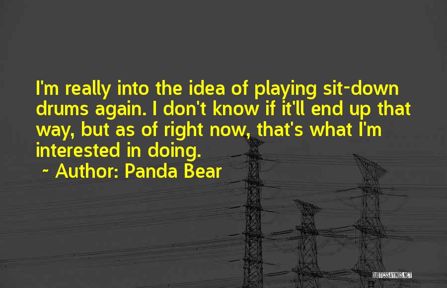 Panda Bear Quotes: I'm Really Into The Idea Of Playing Sit-down Drums Again. I Don't Know If It'll End Up That Way, But