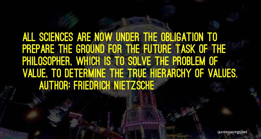 Friedrich Nietzsche Quotes: All Sciences Are Now Under The Obligation To Prepare The Ground For The Future Task Of The Philosopher, Which Is