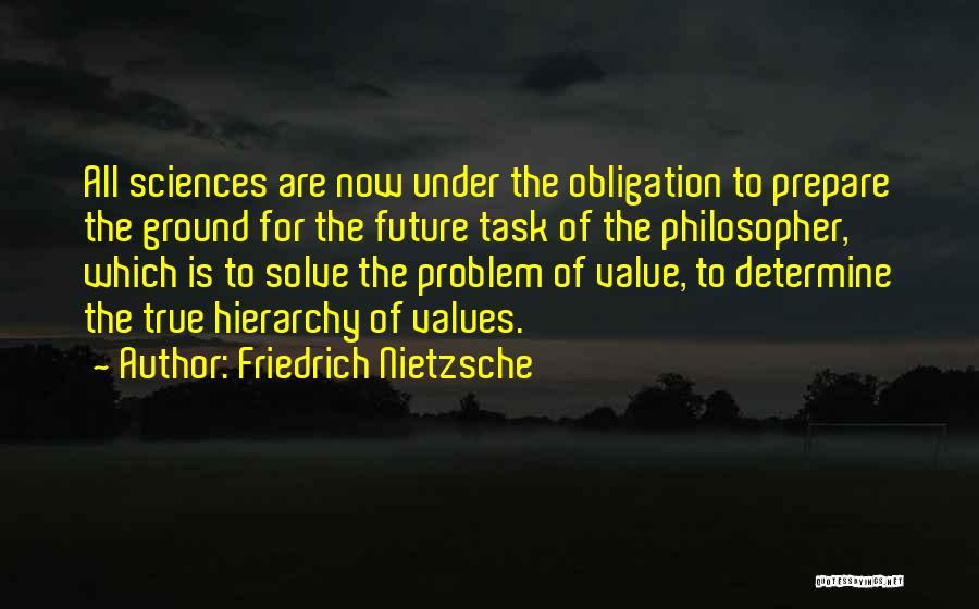 Friedrich Nietzsche Quotes: All Sciences Are Now Under The Obligation To Prepare The Ground For The Future Task Of The Philosopher, Which Is