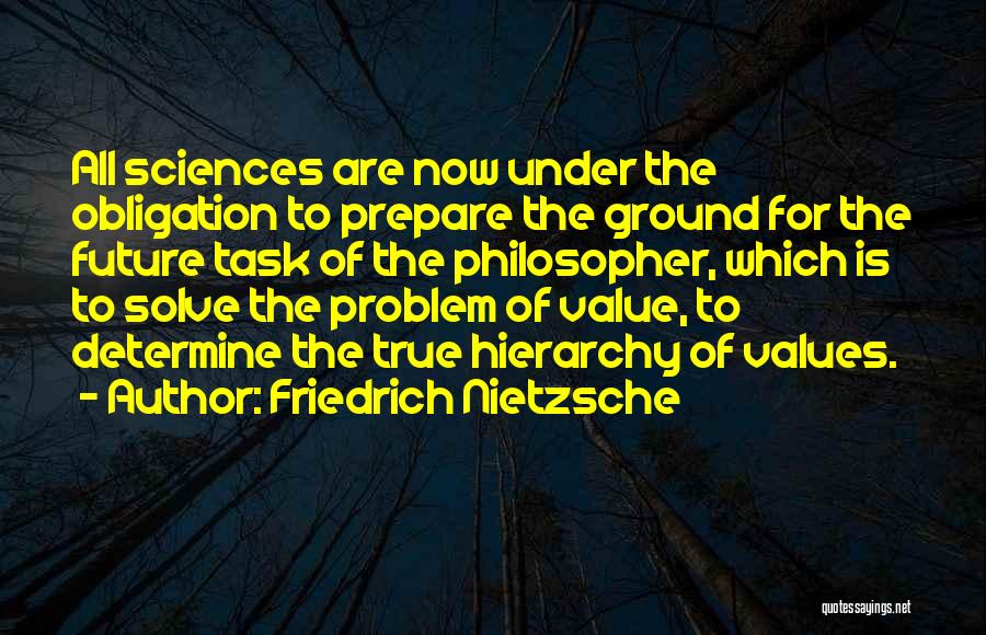 Friedrich Nietzsche Quotes: All Sciences Are Now Under The Obligation To Prepare The Ground For The Future Task Of The Philosopher, Which Is