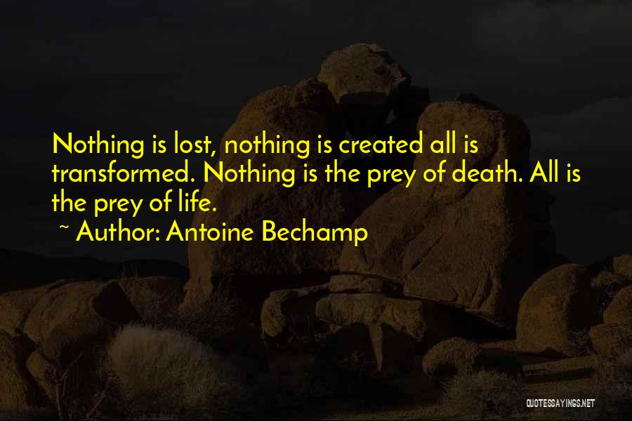 Antoine Bechamp Quotes: Nothing Is Lost, Nothing Is Created All Is Transformed. Nothing Is The Prey Of Death. All Is The Prey Of