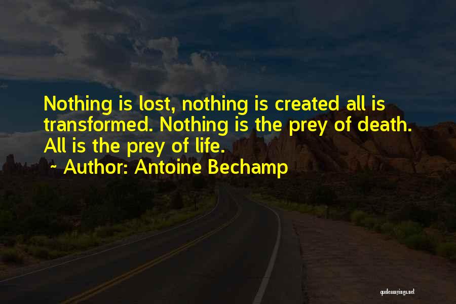 Antoine Bechamp Quotes: Nothing Is Lost, Nothing Is Created All Is Transformed. Nothing Is The Prey Of Death. All Is The Prey Of