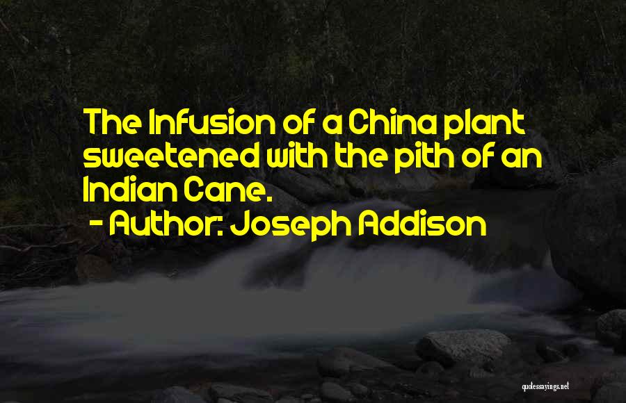 Joseph Addison Quotes: The Infusion Of A China Plant Sweetened With The Pith Of An Indian Cane.