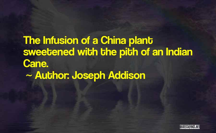 Joseph Addison Quotes: The Infusion Of A China Plant Sweetened With The Pith Of An Indian Cane.