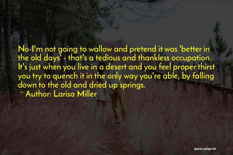 Larisa Miller Quotes: No-i'm Not Going To Wallow And Pretend It Was 'better In The Old Days' - That's A Tedious And Thankless