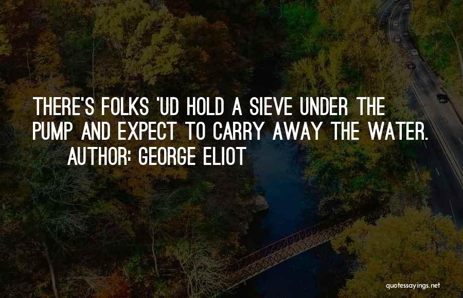 George Eliot Quotes: There's Folks 'ud Hold A Sieve Under The Pump And Expect To Carry Away The Water.