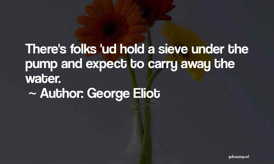 George Eliot Quotes: There's Folks 'ud Hold A Sieve Under The Pump And Expect To Carry Away The Water.