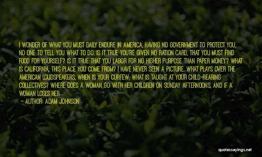 Adam Johnson Quotes: I Wonder Of What You Must Daily Endure In America, Having No Government To Protect You, No One To Tell