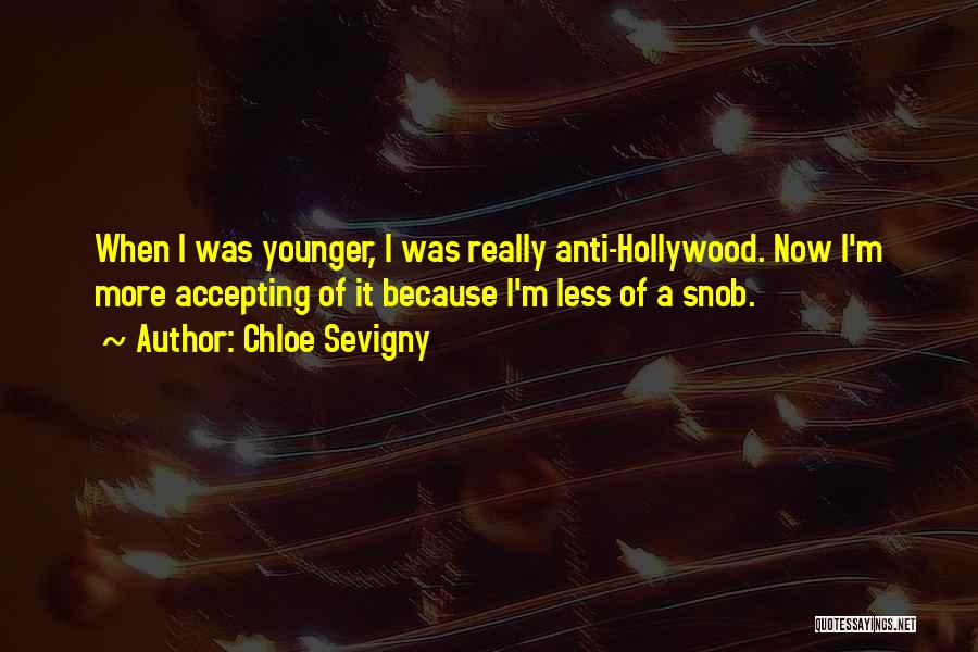 Chloe Sevigny Quotes: When I Was Younger, I Was Really Anti-hollywood. Now I'm More Accepting Of It Because I'm Less Of A Snob.
