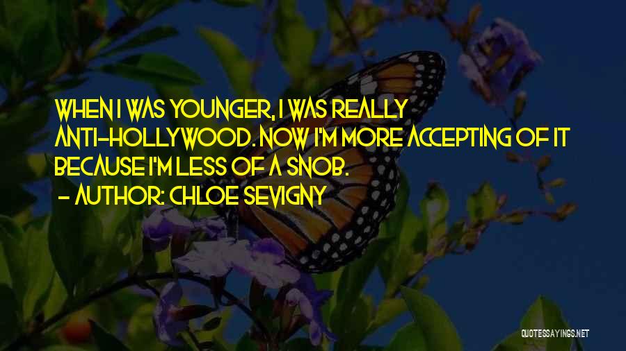 Chloe Sevigny Quotes: When I Was Younger, I Was Really Anti-hollywood. Now I'm More Accepting Of It Because I'm Less Of A Snob.