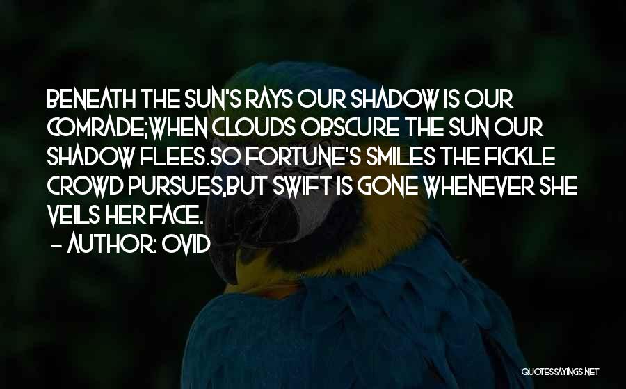 Ovid Quotes: Beneath The Sun's Rays Our Shadow Is Our Comrade;when Clouds Obscure The Sun Our Shadow Flees.so Fortune's Smiles The Fickle