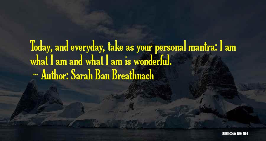 Sarah Ban Breathnach Quotes: Today, And Everyday, Take As Your Personal Mantra: I Am What I Am And What I Am Is Wonderful.