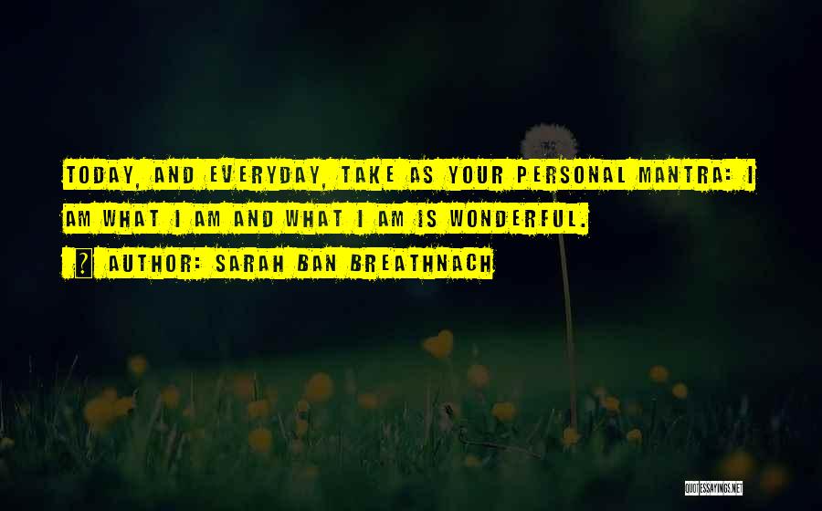 Sarah Ban Breathnach Quotes: Today, And Everyday, Take As Your Personal Mantra: I Am What I Am And What I Am Is Wonderful.