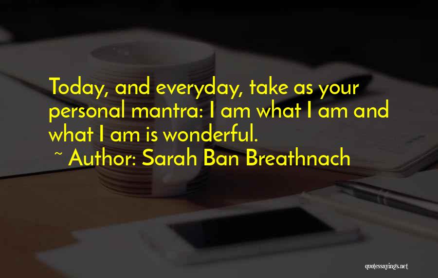 Sarah Ban Breathnach Quotes: Today, And Everyday, Take As Your Personal Mantra: I Am What I Am And What I Am Is Wonderful.