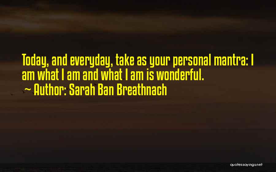 Sarah Ban Breathnach Quotes: Today, And Everyday, Take As Your Personal Mantra: I Am What I Am And What I Am Is Wonderful.