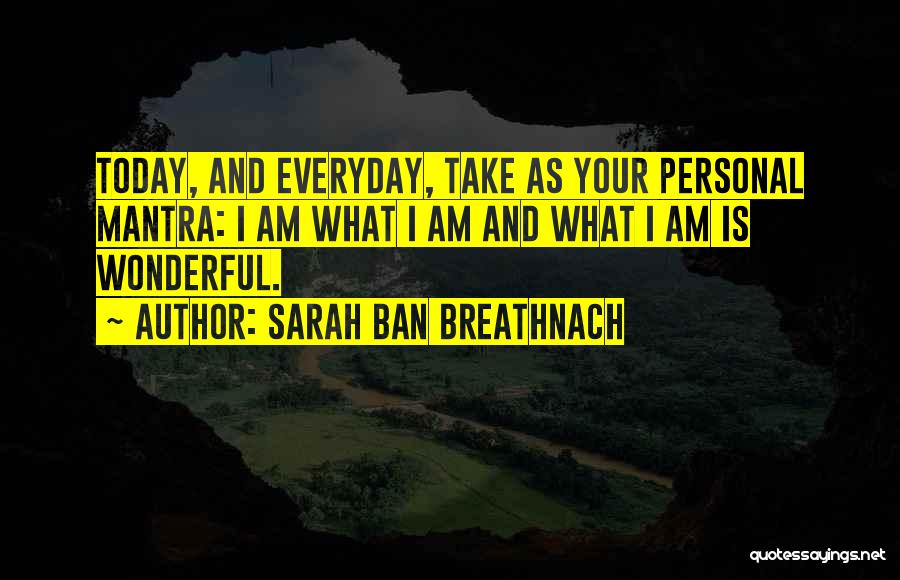 Sarah Ban Breathnach Quotes: Today, And Everyday, Take As Your Personal Mantra: I Am What I Am And What I Am Is Wonderful.